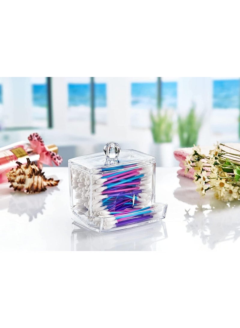 مجموعة منظم مكياج 3 قطع من الأكريليك الشفاف بغطاء – لتخزين وسادات القطن، أعواد التنظيف وأدوات التجميل، مثالية لتنظيم الحمام وطاولة الزينة بشكل أنيق وعملي - Image 2